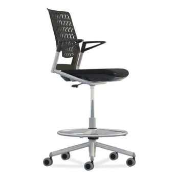 Safco Thesis™ Flex Back Stool With Arms, 21.5" To 29.5" Seat Height, Black 5 Safco Thesis™ Flex Back Stool With Arms, 21.5" To 29.5" Seat Height, Black - Image 3