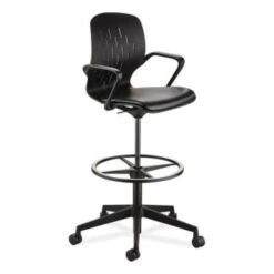 Safco Shell™ Extended-Height Chair, 22" To 32" High, Black Seat, Black Back