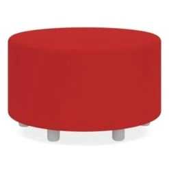 Safco Learn 30" Cylinder Vinyl Ottoman, 18" Height, Red