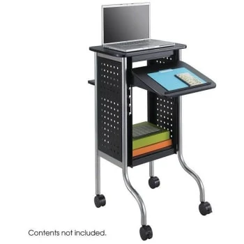 Safco Scoot™ Presentation Cart, 4 Shelves, 21.5" X 30.25" X 40.5", Black 4 Safco Scoot™ Presentation Cart, 4 Shelves, 21.5" X 30.25" X 40.5", Black - Image 2