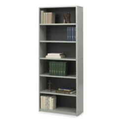 Safco Valuemate® 6-Shelf Economy Bookcase, 31.75"w X 13.5"d X 80"h, Gray -Home Furnishing Store 306888 LeftView Lg