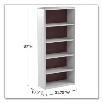 Safco Valuemate® 5-Shelf Economy Bookcase, 31.75"w X 13.5"d X 67"h, Gray 4 Safco Valuemate® 5-Shelf Economy Bookcase, 31.75"w X 13.5"d X 67"h, Gray - Image 2