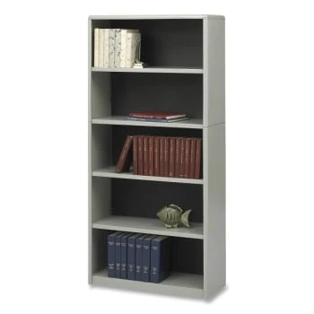 Safco Valuemate® 5-Shelf Economy Bookcase, 31.75"w X 13.5"d X 67"h, Gray 5 Safco Valuemate® 5-Shelf Economy Bookcase, 31.75"w X 13.5"d X 67"h, Gray - Image 3
