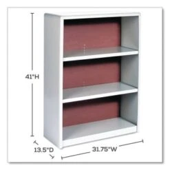 Safco Valuemate® 3-Shelf Economy Bookcase, 31.75"w X 13.5"d X 41"h, Gray 8 Safco Valuemate® 3-Shelf Economy Bookcase, 31.75"w X 13.5"d X 41"h, Gray -Home Furnishing Store 308018 RightView Lg