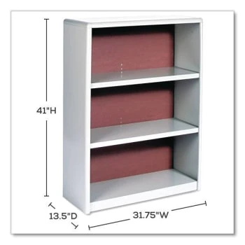 Safco Valuemate® 3-Shelf Economy Bookcase, 31.75"w X 13.5"d X 41"h, Gray 5 Safco Valuemate® 3-Shelf Economy Bookcase, 31.75"w X 13.5"d X 41"h, Gray - Image 3