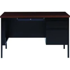 Hirsh 48x 30executive Desk, Blk/walnut, 3-Drawer, Right-Hand Pedestal File