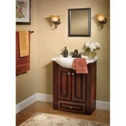 Jensen Medicine Cabinet 15 X 19" Stainless Steel With Oil-Rubbed Bronze Frame 5 Jensen Medicine Cabinet 15 X 19" Stainless Steel With Oil-Rubbed Bronze Frame -Home Furnishing Store 323981 Glam WebOnly Lg