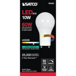 Satco 60-Watt Eq A19 Bi Pin Gu24 Base Dimmable And Enclosed Rated Led Lt Bulb -Home Furnishing Store 329384 DetailedProductView4 Lg