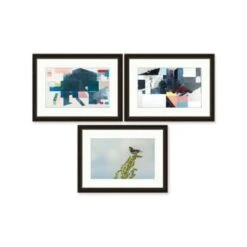 Clearwater Art Collection In A Box,queen Sofa,cool Scheme,espresso Frame,pack Of 3