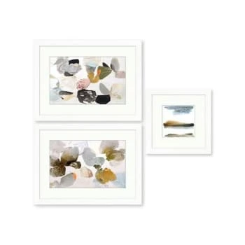 Clearwater Art Collection In A Box, Queen, Warm Scheme, White Frame, Pack Of 3 3 Clearwater Art Collection In A Box, Queen, Warm Scheme, White Frame, Pack Of 3