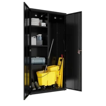 Hirsh Janitorial Cabinet, 18" D X 36" W X 72" H, Black 7 Hirsh Janitorial Cabinet, 18" D X 36" W X 72" H, Black - Image 5