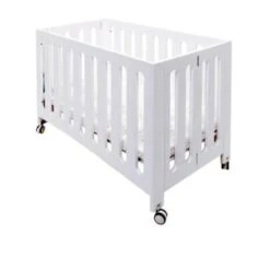Coverplay Caden Wood Folding Crib Designed For Small Spaces In White