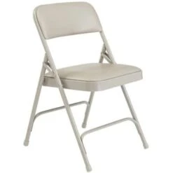 National Public Seating® 1200 Series Folding Chair, Vinyl, Gray, Package Of 4