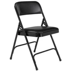 National Public Seating® 1200 Series Folding Chair, Vinyl, Black, Package Of 4