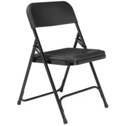 National Public Seating® 800 Series Plastic Folding Chair, Black, Package Of 4