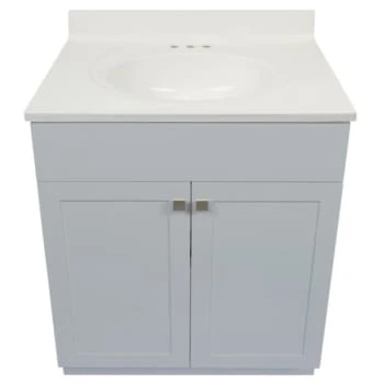 Modular Vanity Tops 37 X 22" Solid White Cultured Marble Vanity Top And Bowl 4 Modular Vanity Tops 37 X 22" Solid White Cultured Marble Vanity Top And Bowl - Image 2