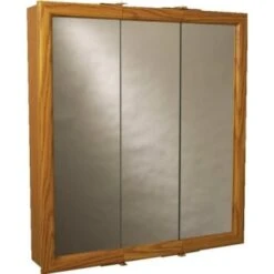 Zenith 24w X 26" Surface Mount Oak Tri-View Wood Mirrored Medicine Cabinet -Home Furnishing Store 404456 V Lg