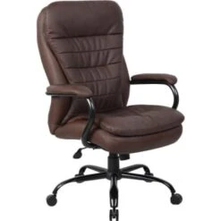 Boss Heavy Duty Double Plush Bomber Brown Leather Plus Chair