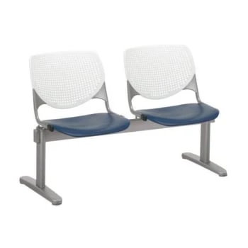 Kfi Seating Kool 2-Seat Reception Bench, White Backs, Navy Seats 3 Kfi Seating Kool 2-Seat Reception Bench, White Backs, Navy Seats