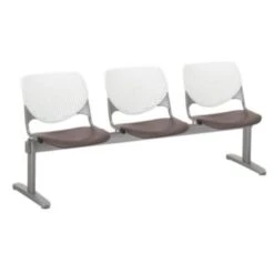 Kfi Seating Kool 3-Seat Reception Bench, White Backs, Brownstone Seats