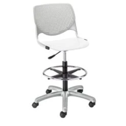 Kfi Seating Kool Drafting Stool, Light Grey Back, White Seat