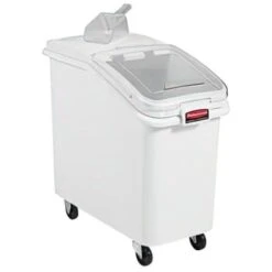 Rubbermaid Prosave White Mobile Ingredient Bin W/ 32 Ounce Scoop