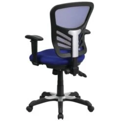 Flash Furniture Mid-Back Blue Mesh Chair With Triple Paddle Control -Home Furnishing Store 555305B WebOnly Lg
