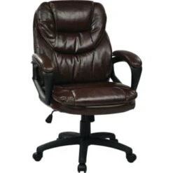 Office Star Products Faux Leather Manager's Chair With Padded Arms