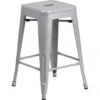 Flash Furniture 24" Backless Silver Metal Counter Height Stool -Home Furnishing Store 601984 V Lg