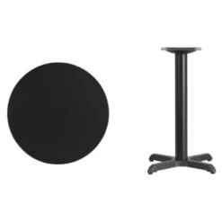 Flash Furniture 24" Round Black Laminate Table Top With 22" X 22" Table Height Base