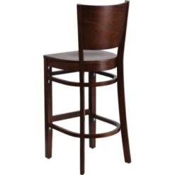 Flash Furniture Lacey Series Solid Back Walnut Wooden Restaurant Barstool Wood Seat -Home Furnishing Store 603511B V Lg