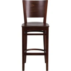 Flash Furniture Lacey Series Solid Back Walnut Wooden Restaurant Barstool Wood Seat -Home Furnishing Store 603511C V Lg