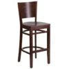 Flash Furniture Lacey Series Solid Back Walnut Wooden Restaurant Barstool Wood Seat