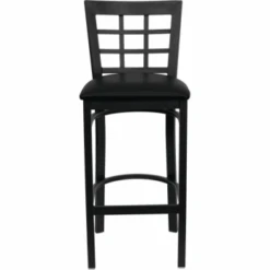 Flash Furniture Hercules Series Black Window Back Metal Barstool Black Vinyl Seat -Home Furnishing Store 603551C V Lg
