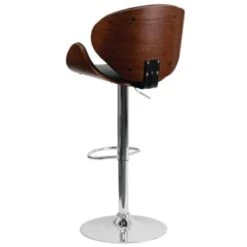 Flash Furniture Walnut Bentwood Adjustable Height Barstool Curved Black Vinyl Seat And Back -Home Furnishing Store 603638B WebOnly Lg