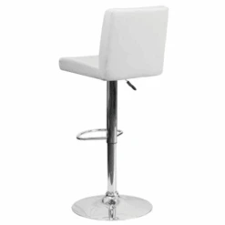 Flash Furniture Contemporary White Adjustable Barstool Chrome Base Straight Mid Back Design -Home Furnishing Store 603731B WebOnly Lg