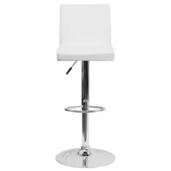 Flash Furniture Contemporary White Adjustable Barstool Chrome Base Straight Mid Back Design -Home Furnishing Store 603731C WebOnly Lg