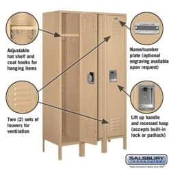 Salsbury Industries® Tan Single Tier Standard Metal Locker 5 Feet X 15 Inches 6 Salsbury Industries® Tan Single Tier Standard Metal Locker 5 Feet X 15 Inches -Home Furnishing Store 621075 w DetailedProductView1 Lg