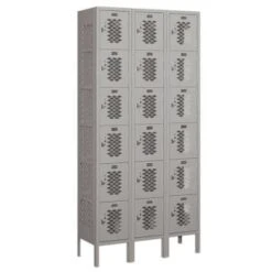 Salsbury Industries® Six Tier Box-Vented Metal Locker-Gray-6 Feet X 12 Inches