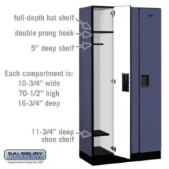 Salsbury Industries® Blue 12 Inch Single Tier-Wood Locker 6 Feet X 18 Inches -Home Furnishing Store 621125 w DetailedProductView2 Lg
