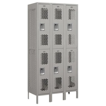 Salsbury Industries® Gray- Double Tier Vented Metal Locker 6 Feet X 18 Inches 3 Salsbury Industries® Gray- Double Tier Vented Metal Locker 6 Feet X 18 Inches