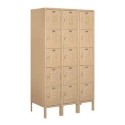 Salsbury Industries® Tan-Five Tier Box-Standard Metal Locker 5 Feet X 18 Inches