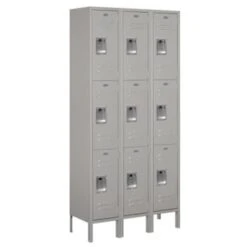 Salsbury Industries® Gray- Triple Tier Standard Metal Locker 6 Feet X 12 Inches