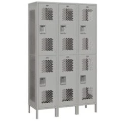 Salsbury Industries® Double Tier-Gray-Vented Metal Locker 6 Feet X 18 Inches