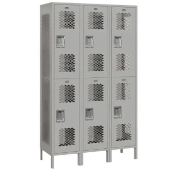 Salsbury Industries® Double Tier-Gray-Vented Metal Locker 6 Feet X 18 Inches 3 Salsbury Industries® Double Tier-Gray-Vented Metal Locker 6 Feet X 18 Inches