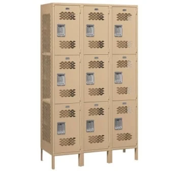 Salsbury Industries® Tan-Triple Tier Vented Metal Locker 6 Feet X 18 Inches 3 Salsbury Industries® Tan-Triple Tier Vented Metal Locker 6 Feet X 18 Inches