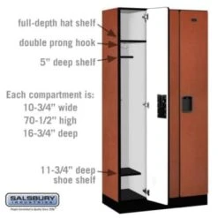 Salsbury Industries® Cherry-Single Tier Designer Wood Locker 6 Feet X 18 Inches -Home Furnishing Store 621363 w DetailedProductView2 Lg