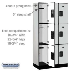 Salsbury Industries® Gray- Triple Tier Designer Wood Locker 6 Feet X 18 Inches -Home Furnishing Store 621366 w DetailedProductView2 Lg