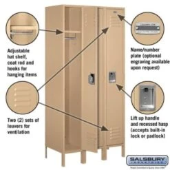 Salsbury Industries® Single Tier- Tan Standard Metal Locker 6 Feet X 18 Inches 6 Salsbury Industries® Single Tier- Tan Standard Metal Locker 6 Feet X 18 Inches -Home Furnishing Store 621390 w DetailedProductView1 Lg