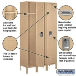 Salsbury Industries® Single Tier Standard Metal Locker-Tan-6 Feet X 15 Inches 6 Salsbury Industries® Single Tier Standard Metal Locker-Tan-6 Feet X 15 Inches -Home Furnishing Store 621432 w DetailedProductView1 Lg